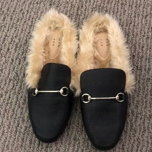 A New Day Faux Fur lined loafer slides